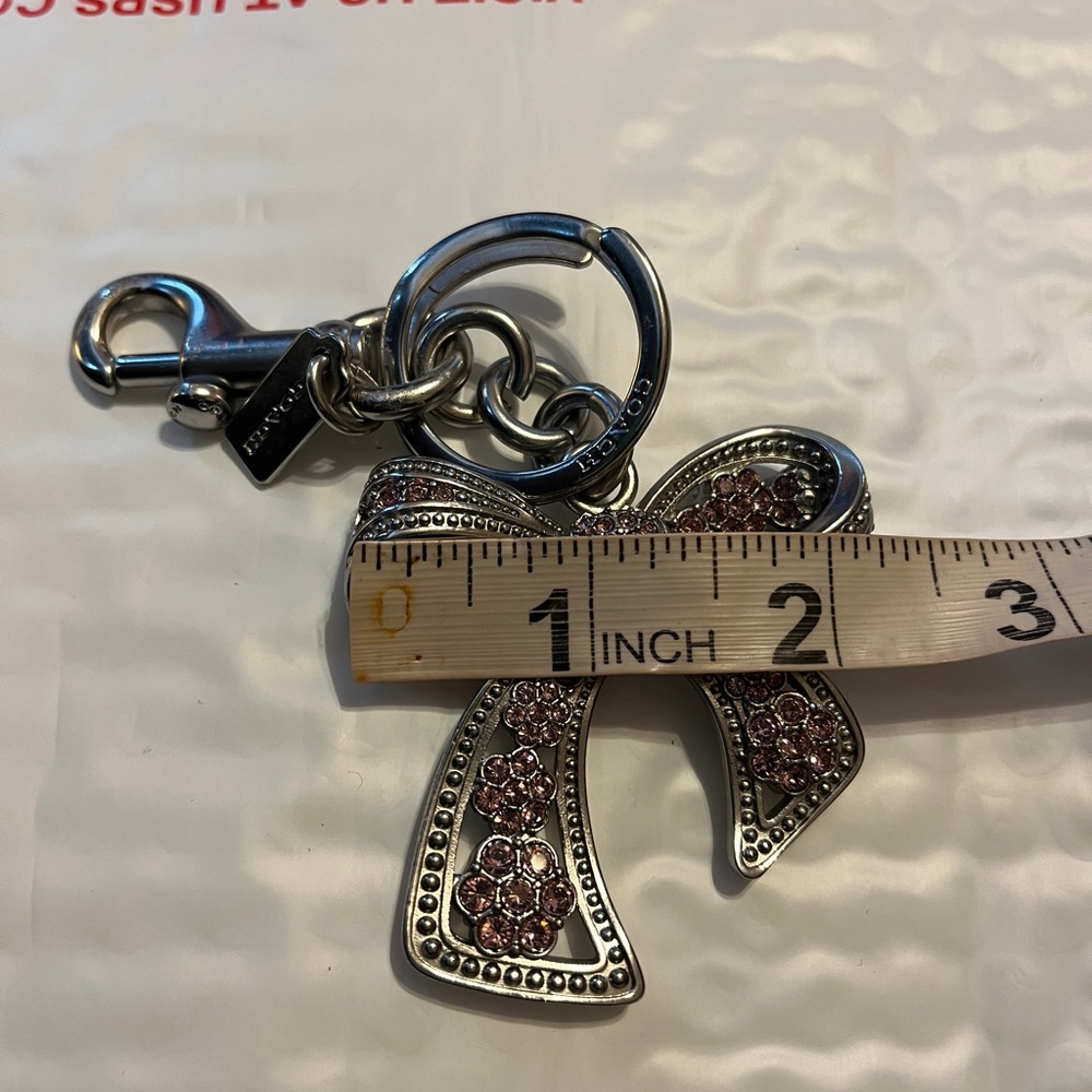 Coach Silver and Pink Bow Keychain - Picture 15 of 17